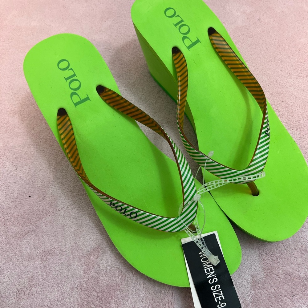Polo Y2K Platform Wedge Flip Flop Sandals 9B NWT
